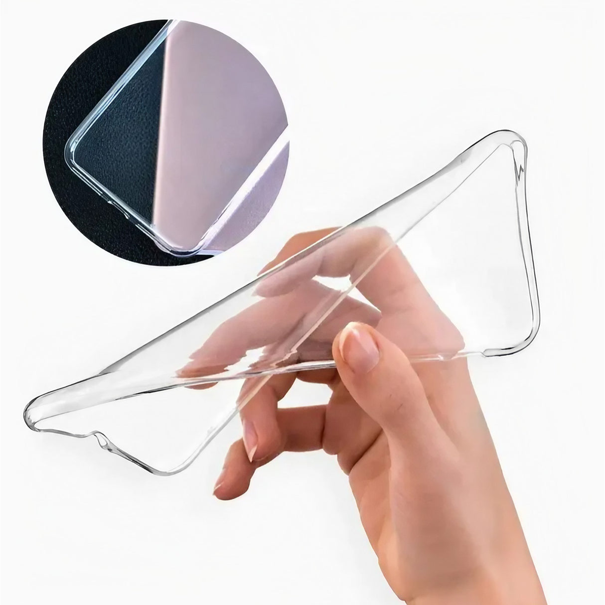 Husă Moto G24 transparentă din TPU flexibil, vedere laterală cu decupaje pentru butoane