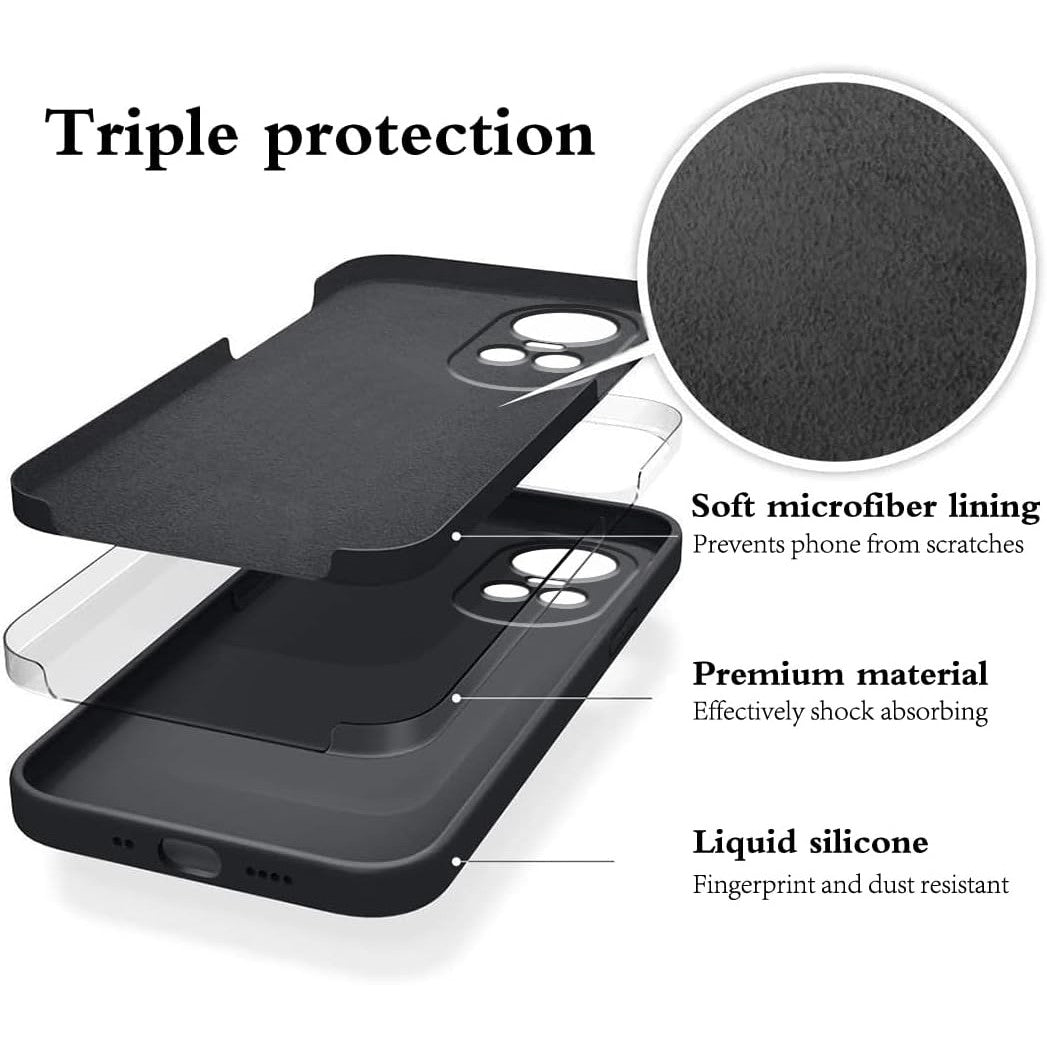 Husă Oppo Reno 10 Pro 5G negru din Liquid Silicone, detaliu margini ridicate protecție ecran