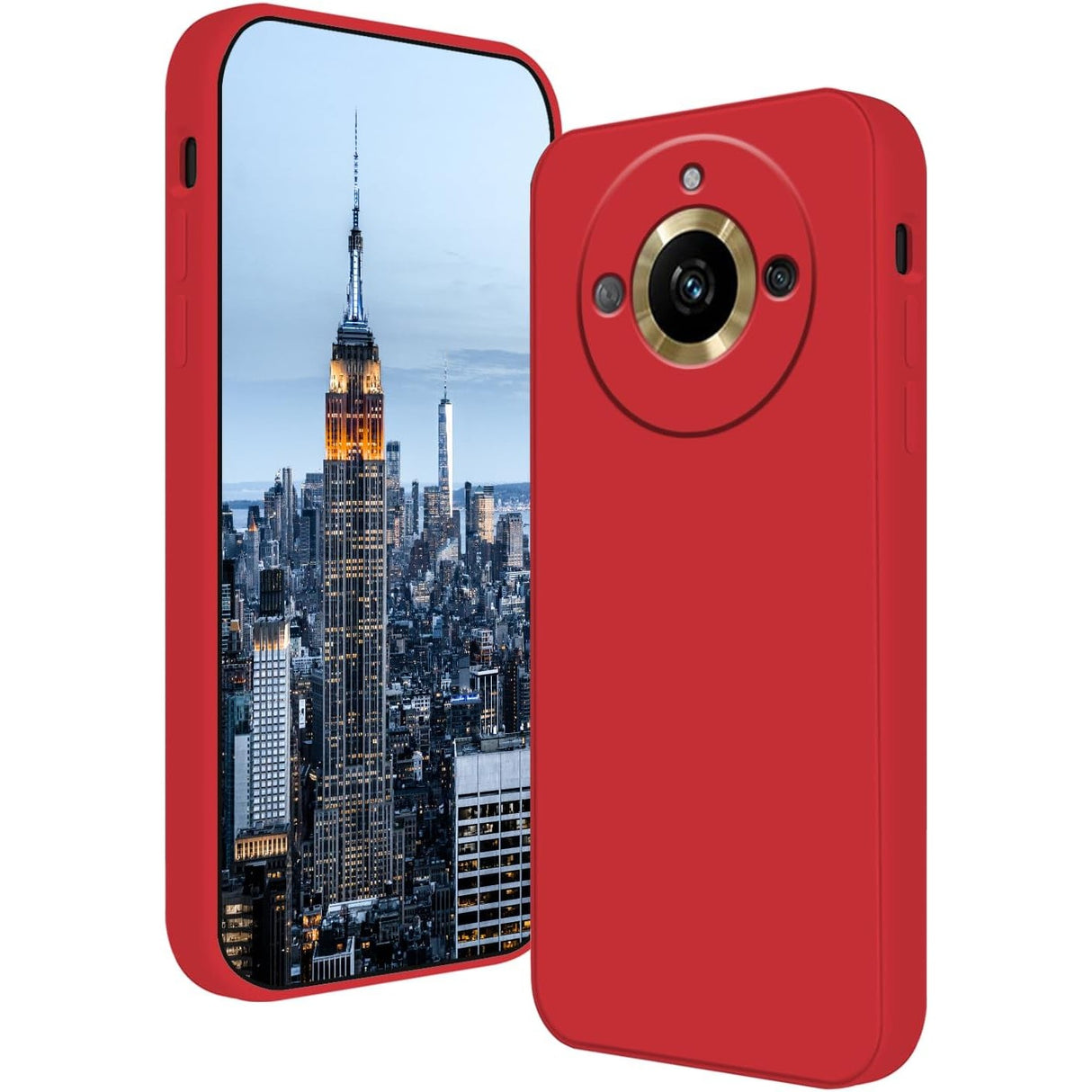 Husă Realme 11 Pro Plus din silicon lichid roșu cu microfibră la interior, vedere frontală