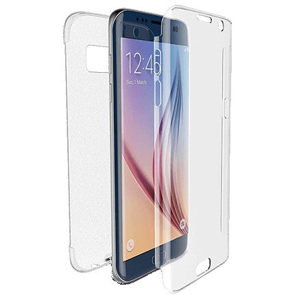 Husa de protectie Flippy® pentru Samsung A7 2017 Full Tpu 360 V2 Transparent cu margini albe - vivimall.ro