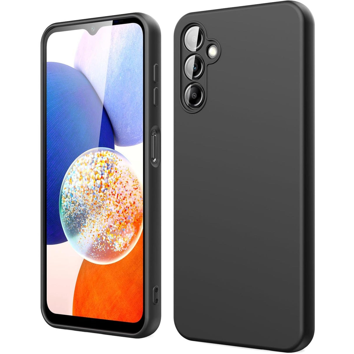 Husă silicon lichid neagră pentru Samsung Galaxy A15 cu interior microfibră, vedere frontală