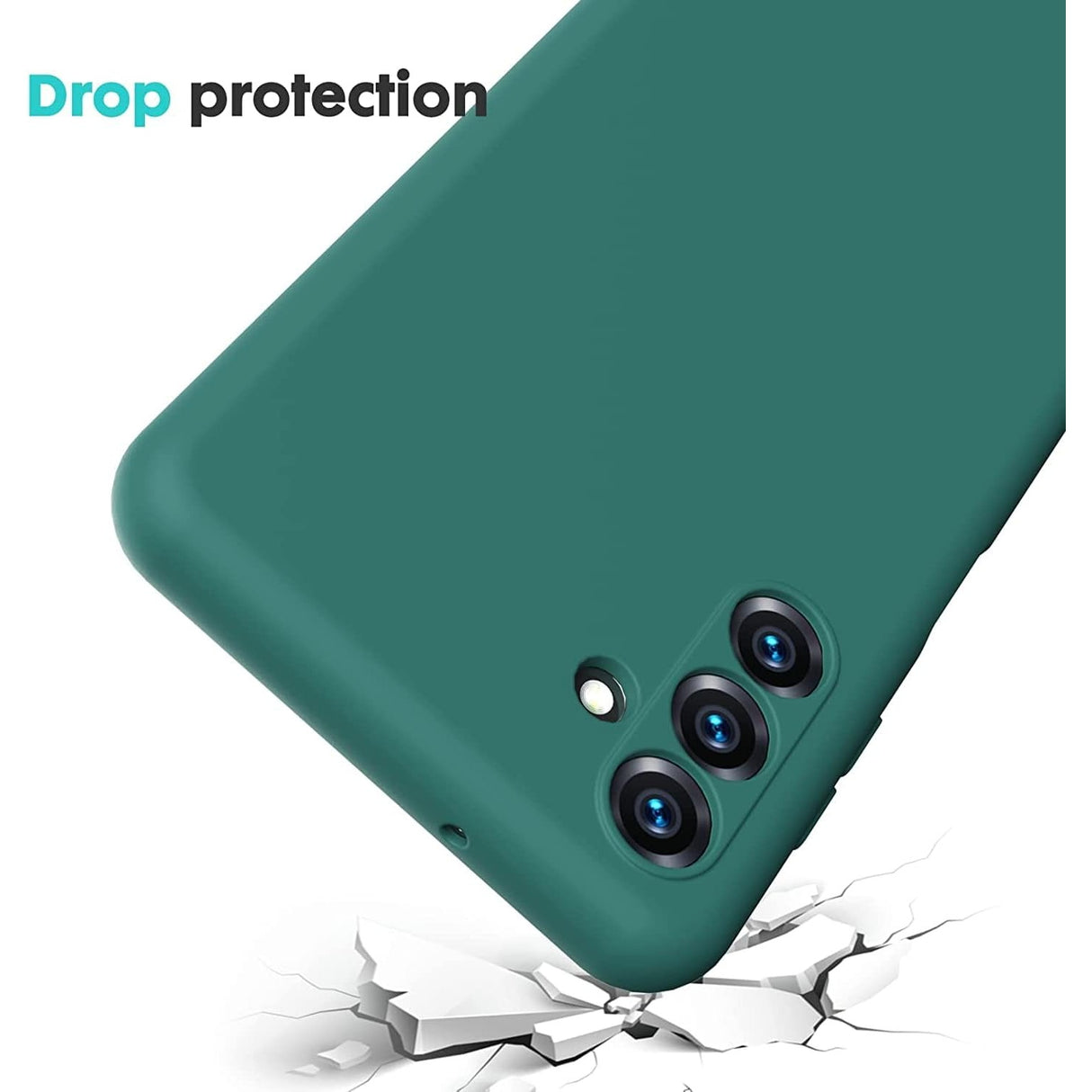 Husă verde antisoc Samsung Galaxy A35, interior căptușit cu microfibră moale, vedere spate