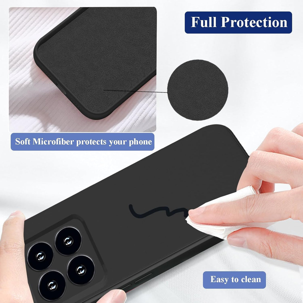Husă Xiaomi 14 negru, detaliu decupaj port USB-C și slot SIM, acces facil