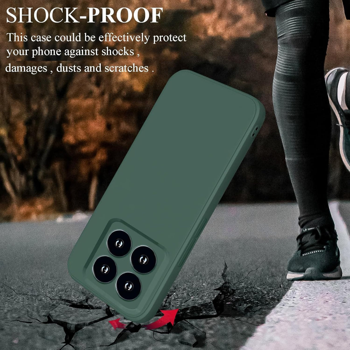 Husă Liquid Silicone Xiaomi 14 verde, perspectivă spate, finisaj mat anti-amprentă
