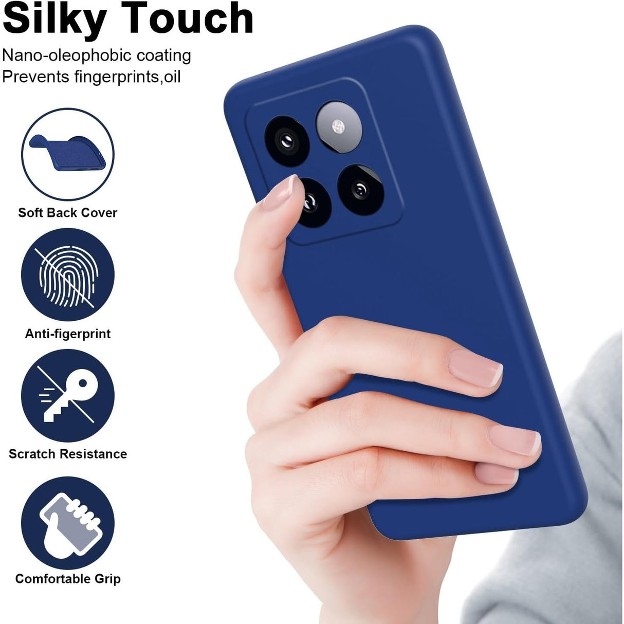 Husa de Protectie, Vivimall, pentru Xiaomi 14, Liquid Silicone, cu Microfibra pe Interior, Protectie Antisoc, Compatibil Incarcare Wireless, Albastru - vivimall.ro