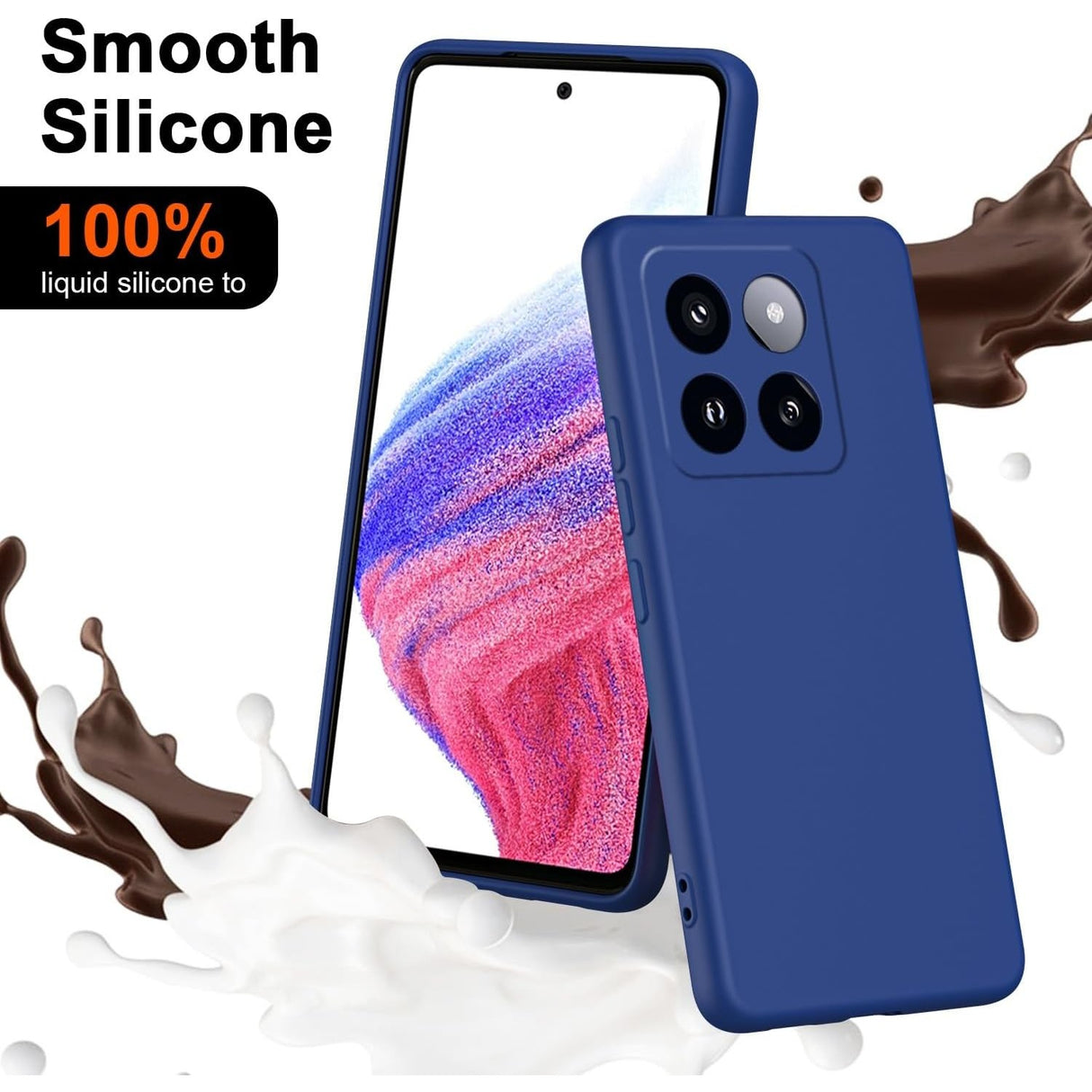 Husa de Protectie, Vivimall, pentru Xiaomi 14, Liquid Silicone, cu Microfibra pe Interior, Protectie Antisoc, Compatibil Incarcare Wireless, Albastru - vivimall.ro