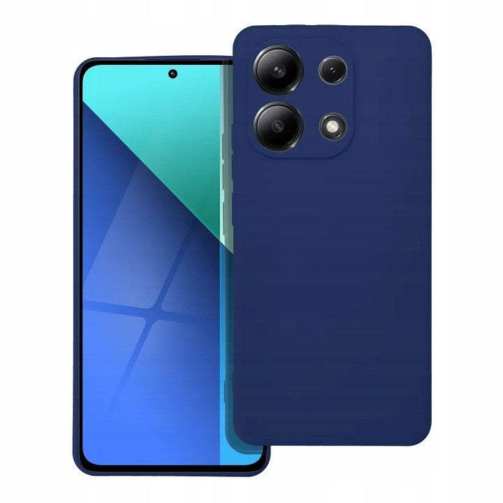 Husă Liquid Silicone albastră pentru Xiaomi Redmi Note 13 Pro 5G, vedere frontală, microfibră interior