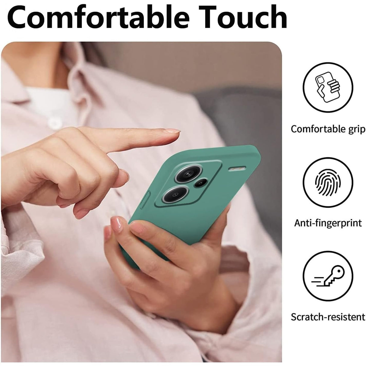 Husă Vivimall Redmi Note 13 Pro Plus 5G verde, compatibilă incarcare wireless, vedere spate