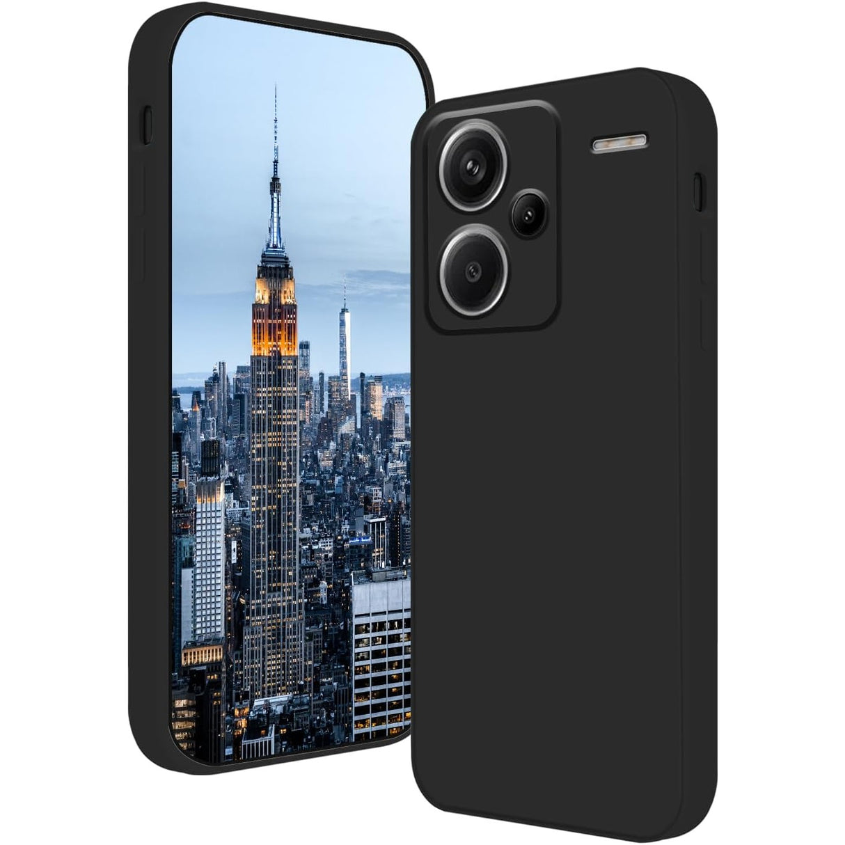 Husă silicon lichid neagră pentru Xiaomi Redmi Note 13 Pro Plus 5G, vedere frontală, model Vivimall