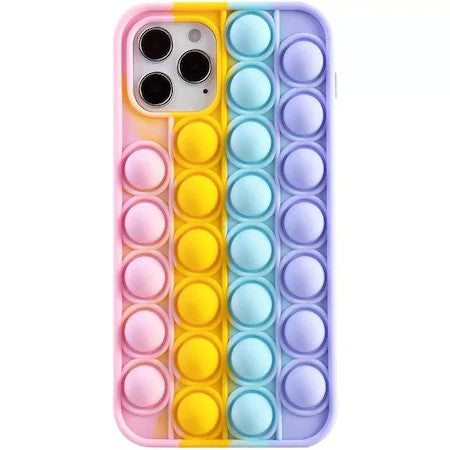 Husă Pop It iPhone 13 Pro Model 8 multicolor, vedere laterală cu decupaje precise pentru porturi