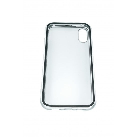 Husa de protectie Magnetic 360, Folie sticla inclusa, pentru Apple iPhone X, Argintiu - vivimall.ro