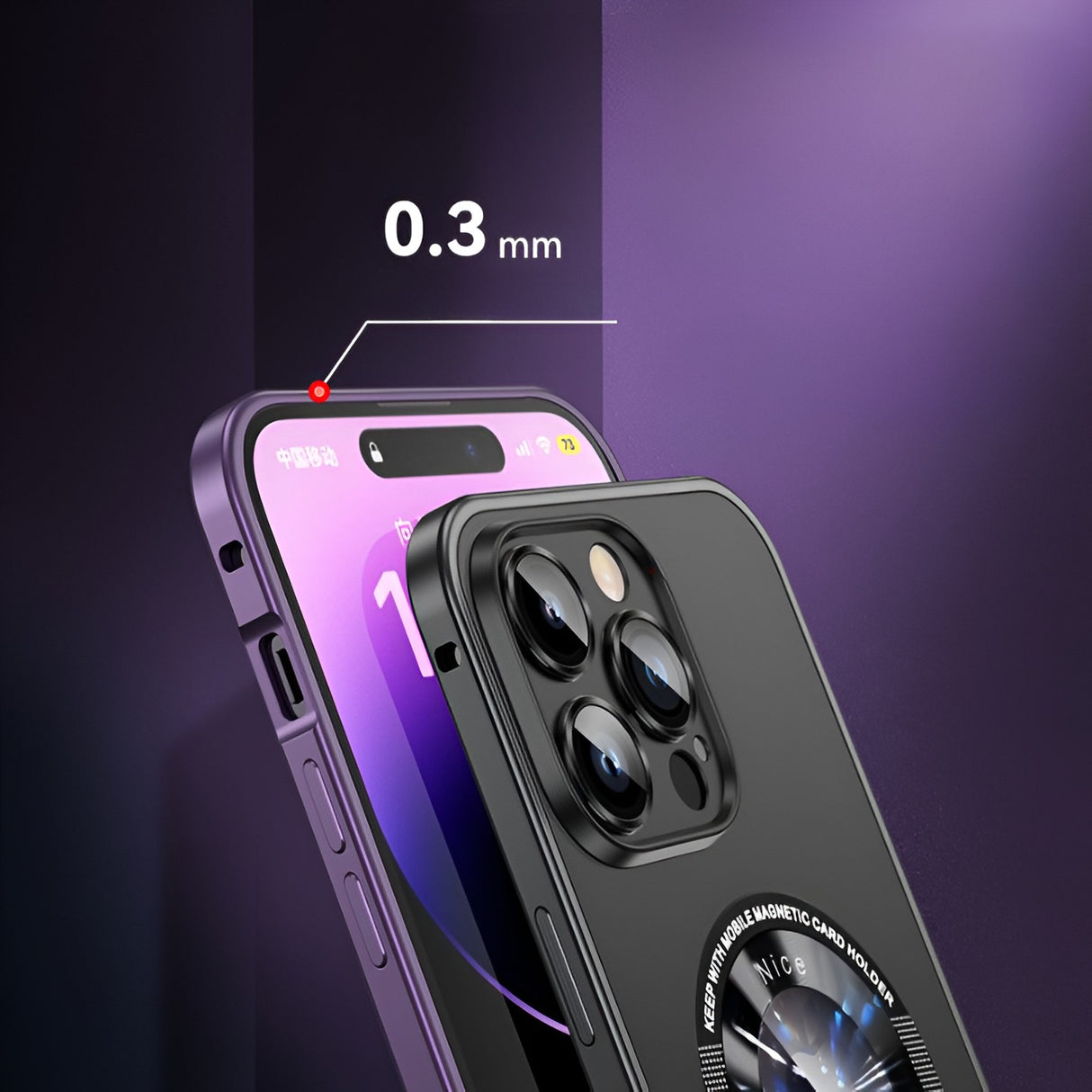 Husă iPhone 15 Pro Max negru metalizat, acces porturi și difuzoare, vedere jos