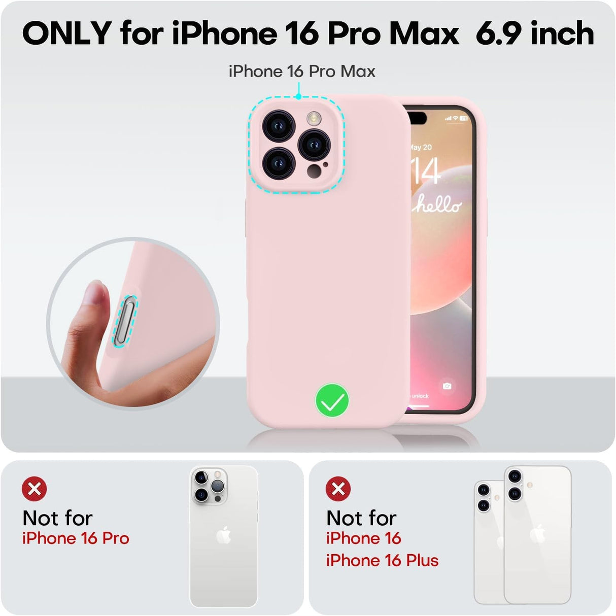 Husa de Protectie Matte TPU, Vivimall, pentru Apple iPhone 16 Pro Max, Protectie Camera, Antisoc, Antizgariere, Antialunecare, Acoperire Completa, Roz - vivimall.ro