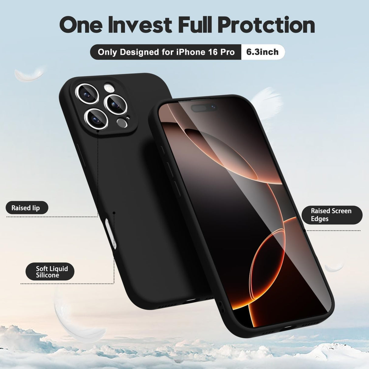 Husa de Protectie Matte TPU, Vivimall, pentru Apple iPhone 16 Pro, Protectie Camera, Antisoc, Antizgariere, Antialunecare, Acoperire Completa, Negru - vivimall.ro