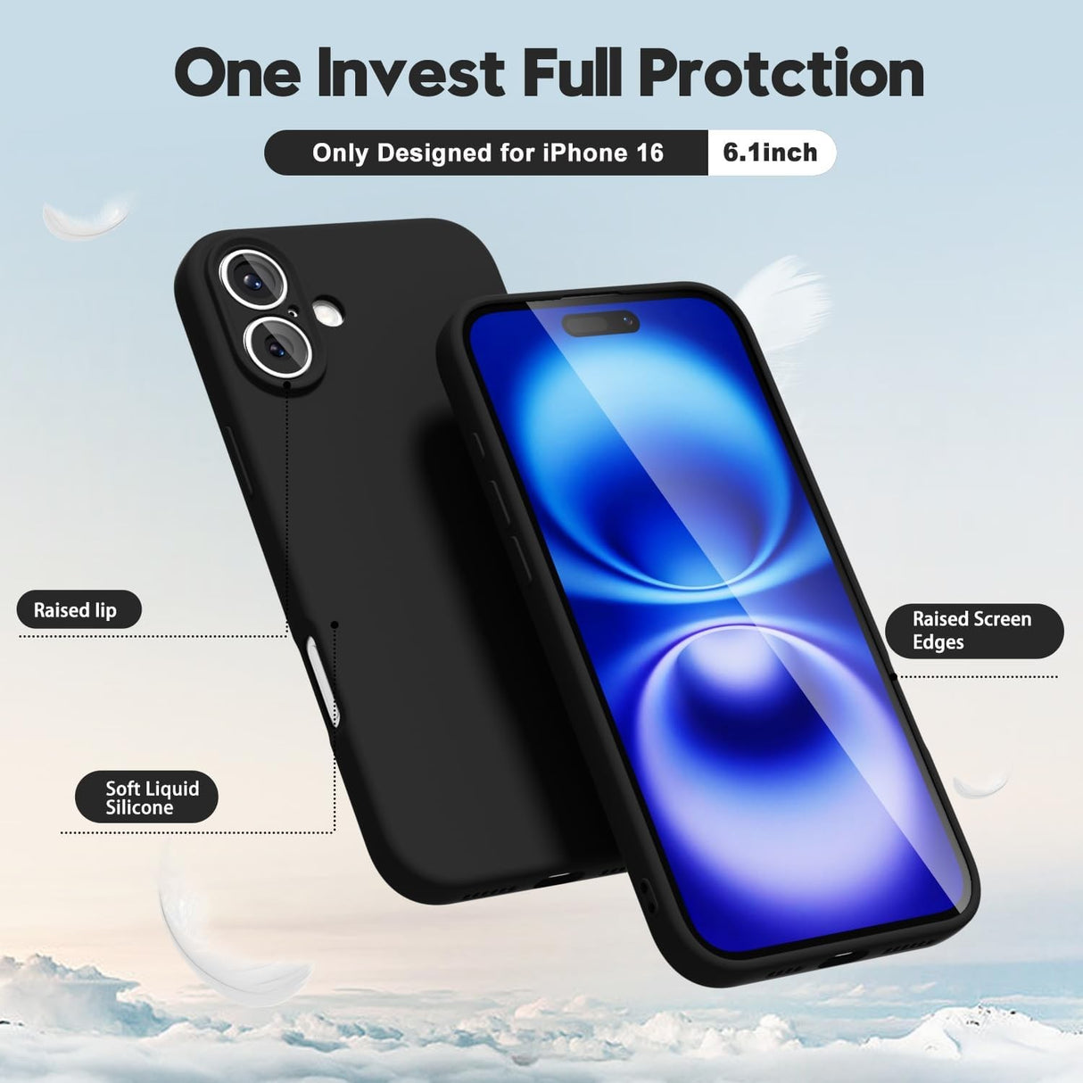 Husa de Protectie Matte TPU, Vivimall, pentru Apple iPhone 16, Protectie Camera, Antisoc, Antizgariere, Antialunecare, Acoperire Completa, Negru - vivimall.ro