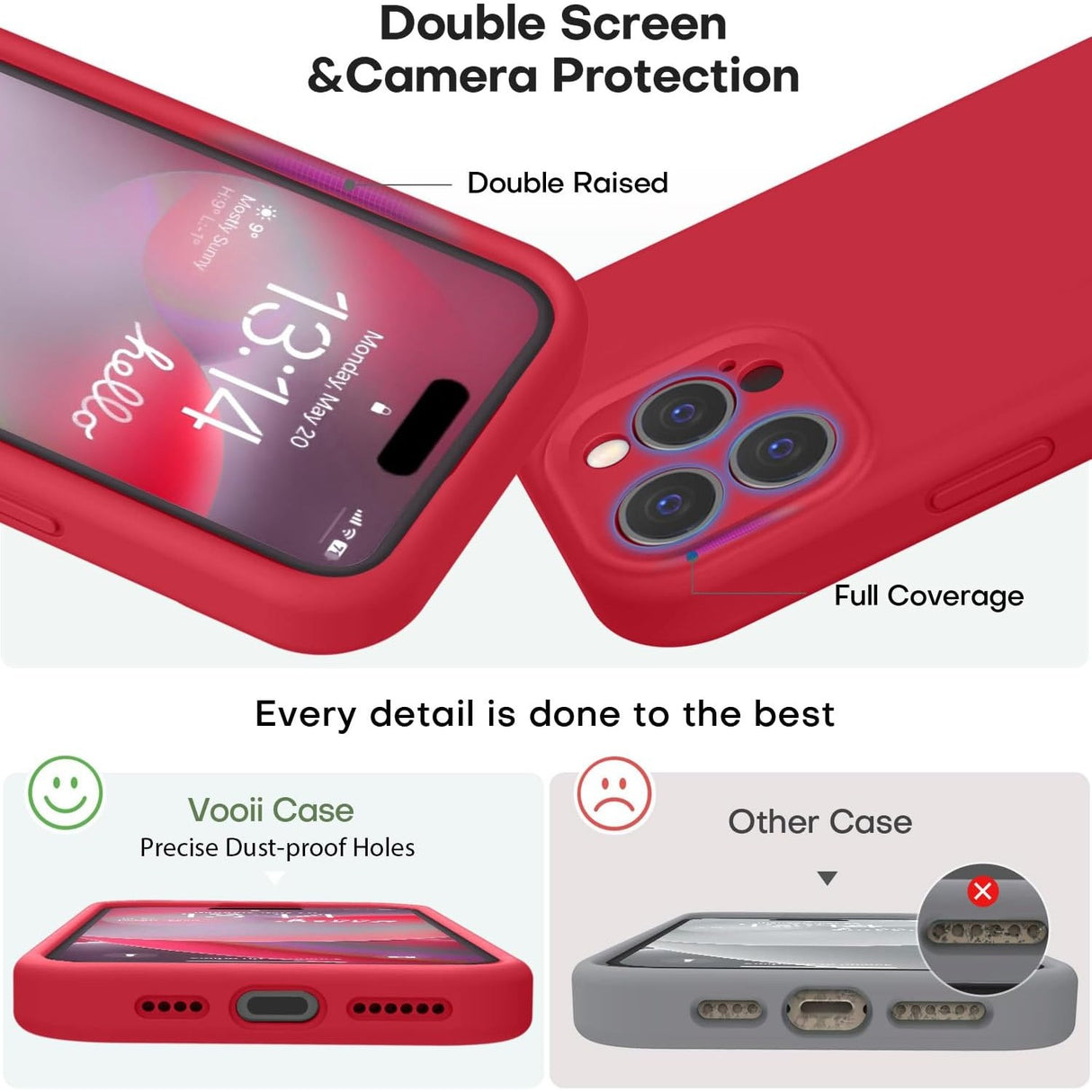 Husă OnePlus Nord CE2 Lite roșie, detaliu buză ridicată protecție cameră, material TPU mat