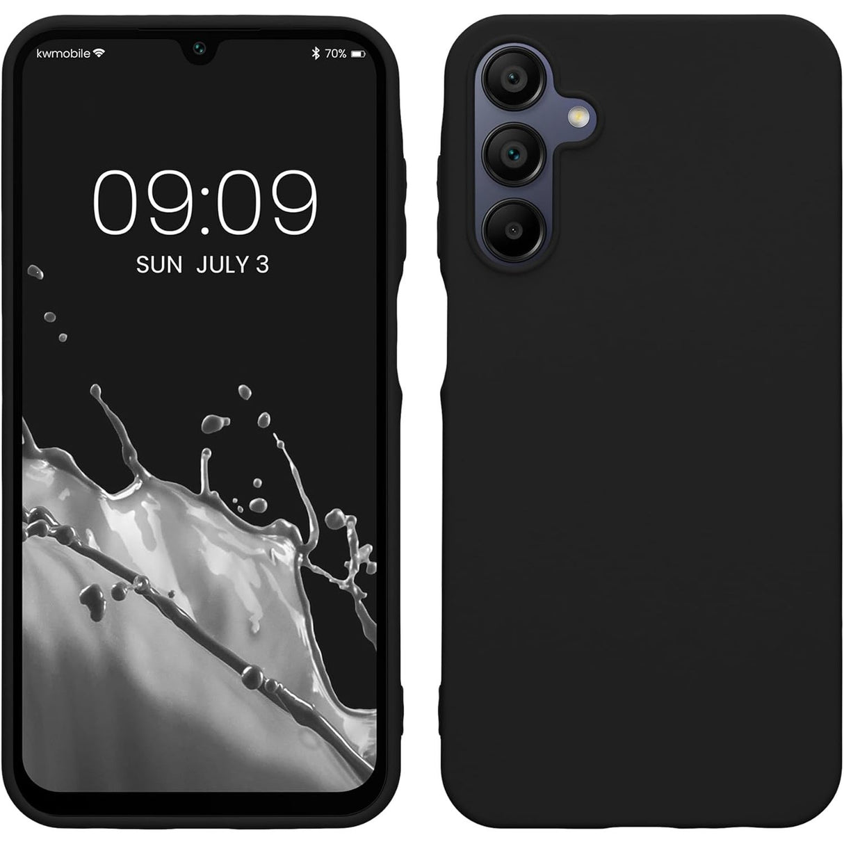 Husă Matte TPU neagră pentru Samsung Galaxy A35 5G, vedere frontală, protecție completă antisoc