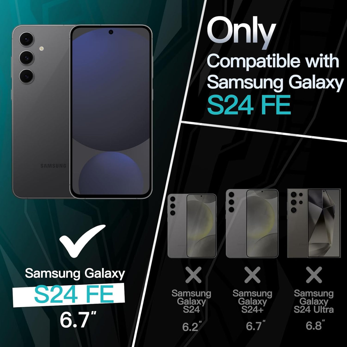 Husă TPU mată neagră Samsung Galaxy S24 FE, vedere de ansamblu, protecție completă antisoc
