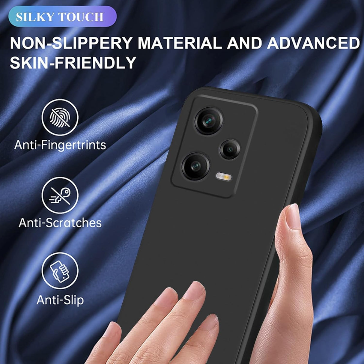Husa de Protectie Matte TPU, Vivimall, pentru Xiaomi Redmi 12 Pro, Protectie Camera, Antisoc, Antizgariere, Antialunecare, Acoperire Completa, Negru - vivimall.ro