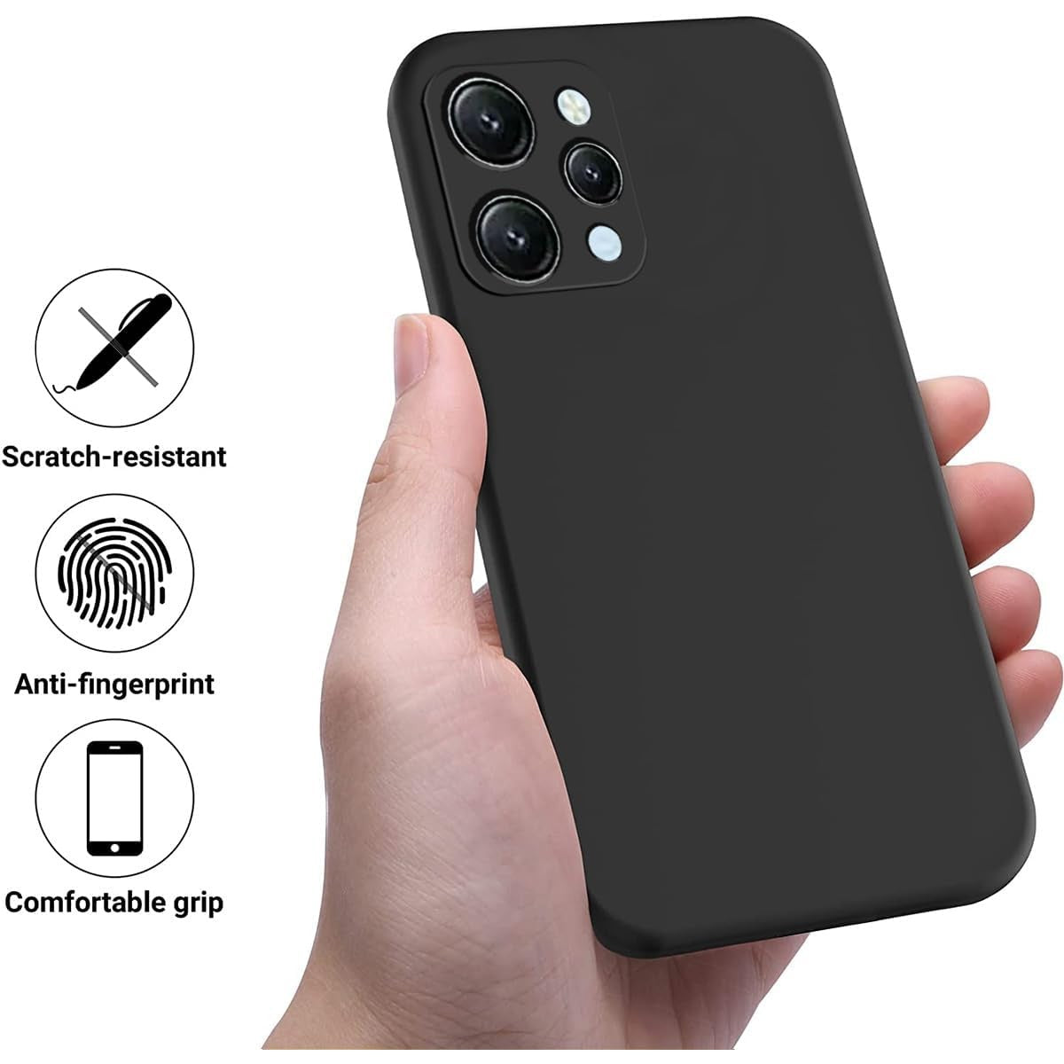 Husa de Protectie Matte TPU, Vivimall, pentru Xiaomi Redmi 12, Protectie Camera, Antisoc, Antizgariere, Antialunecare, Acoperire Completa, Negru - vivimall.ro