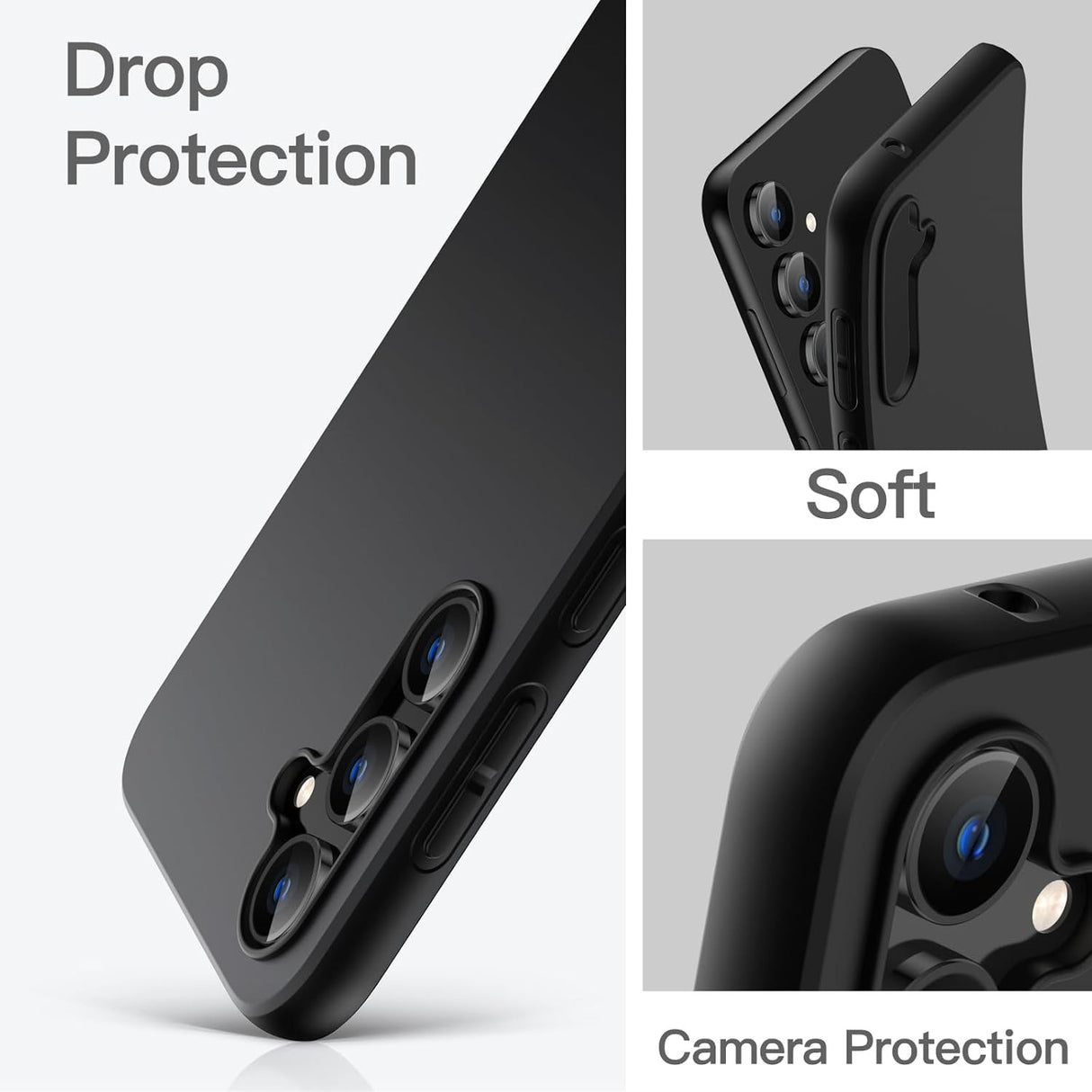 Husa de Protectie Matte TPU, Vivimall, pentru Xiaomi Redmi 13C, Protectie Camera, Antisoc, Antizgariere, Antialunecare, Acoperire Completa, Negru - vivimall.ro