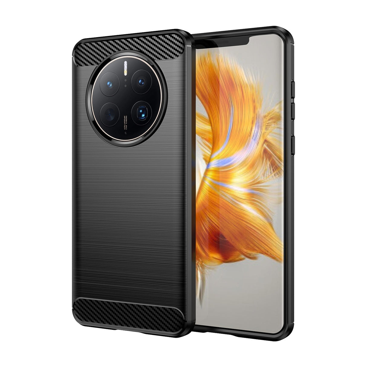 Husa de Protectie pentru Huawei Mate 50 Pro, Vivimall, Protectie 360, din TPU cu element de Carbon, Anti Alunecare, 1.8 mm, Negru - vivimall.ro