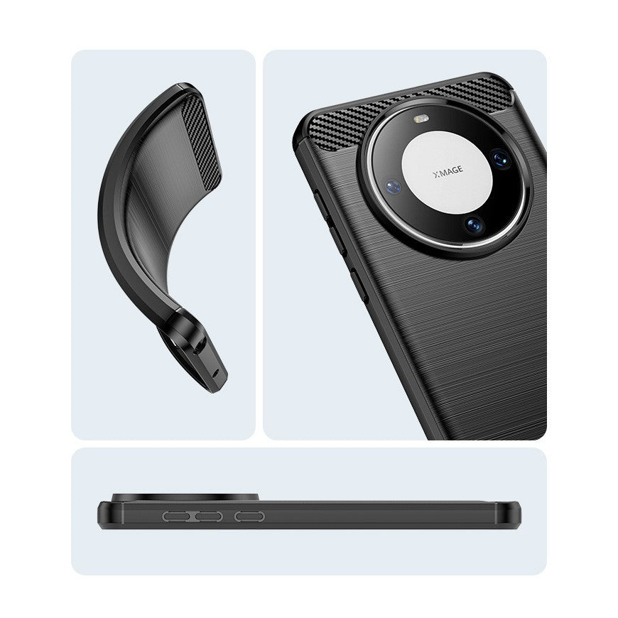 Husă Huawei Mate 60 Pro neagră, vedere laterală dreapta cu butoane accesibile