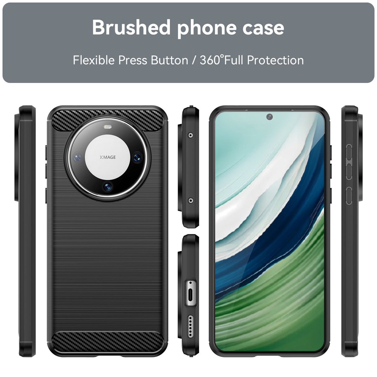 Husă carbon anti-alunecare Huawei Mate 60 Pro, detaliu prindere ergonomică mână