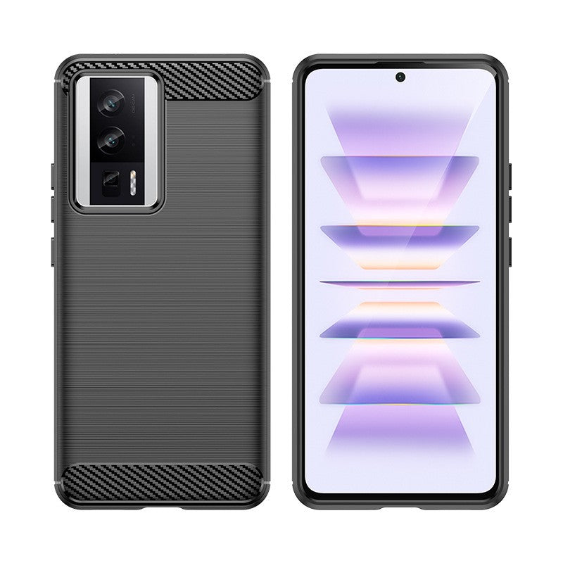 Husa de Protectie pentru Xiaomi Redmi 12, Vivimall, Protectie 360, din TPU cu element de Carbon, Anti Alunecare, 1.8 mm, Negru - vivimall.ro