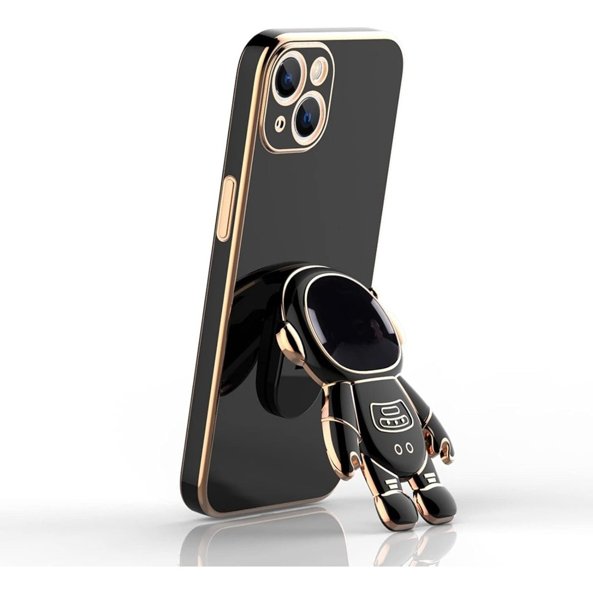 Husă TPU 2in1 iPhone 14 neagră, mecanism suport integrat în poziție deschisă