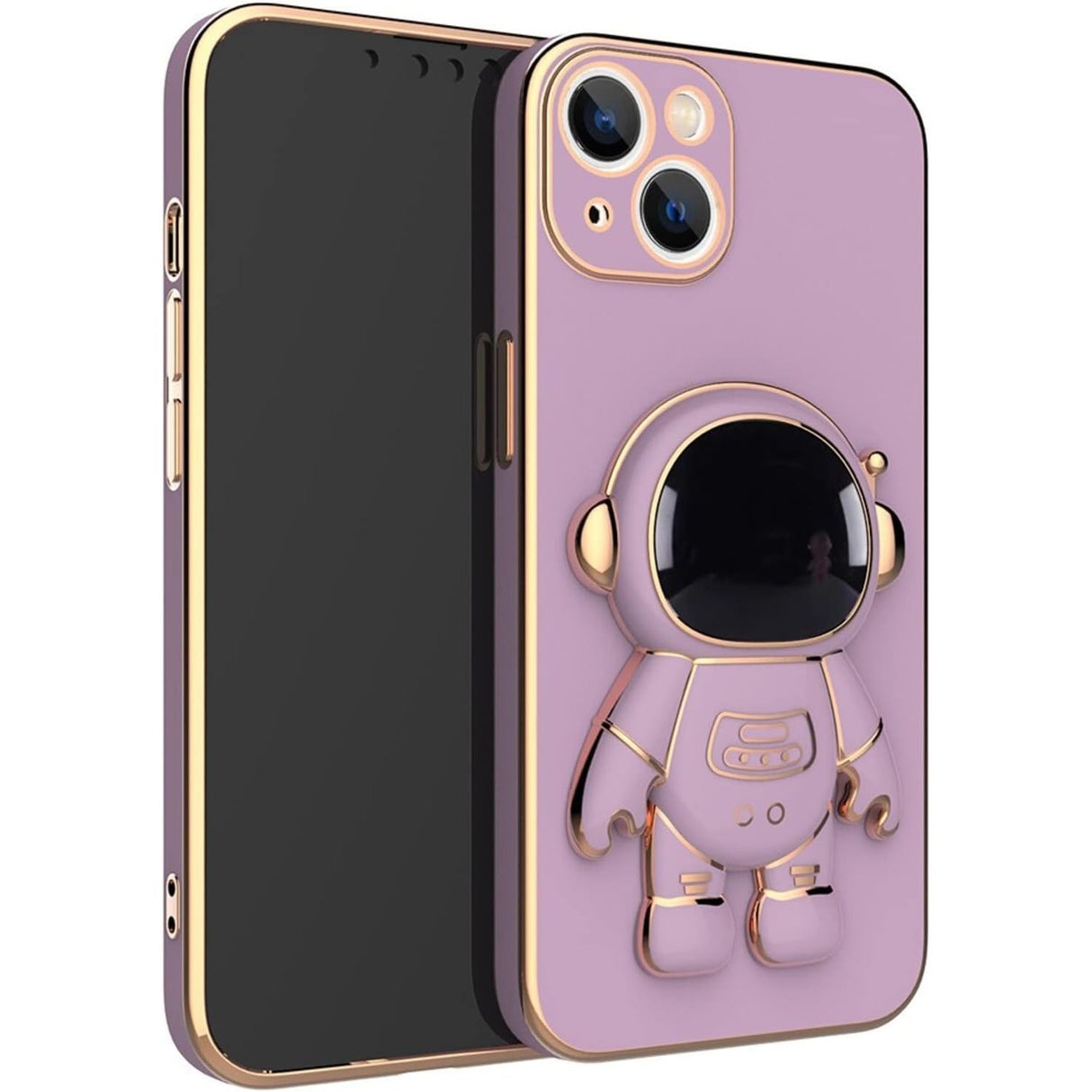 Husa de Protectie TPU 2in1, Vivimall, pentru Apple iPhone 14 Plus, Astronaut cu Suport, Antisoc, Rezistenta la Impact, Protectie Camera, Mov - vivimall.ro