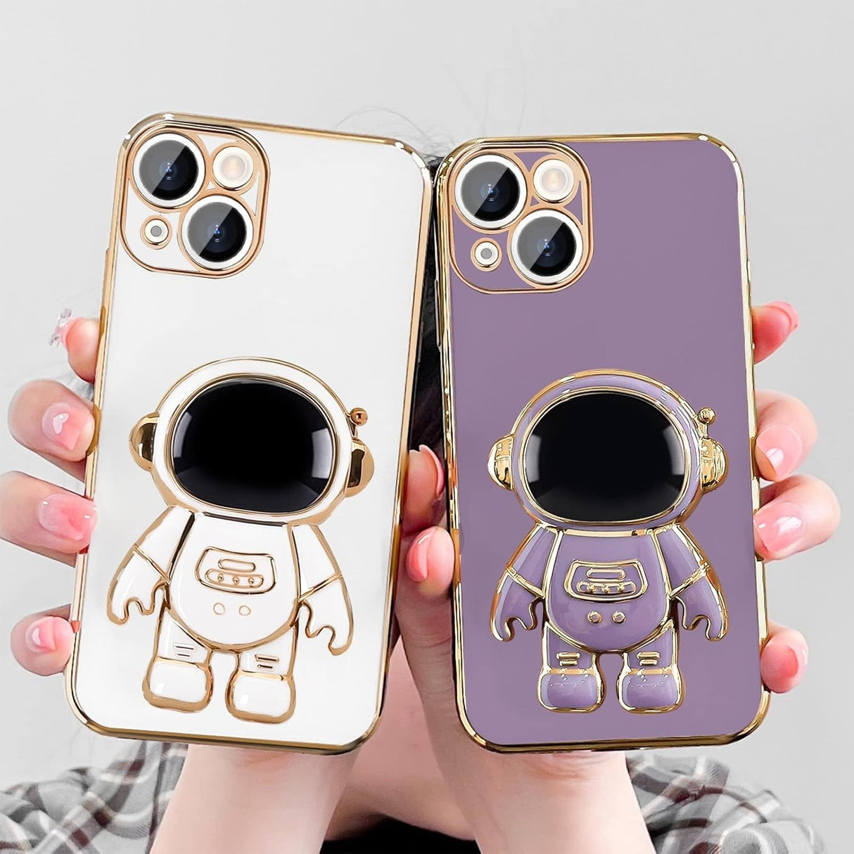 Husa de Protectie TPU 2in1, Vivimall, pentru Apple iPhone 14 Plus, Astronaut cu Suport, Antisoc, Rezistenta la Impact, Protectie Camera, Mov - vivimall.ro