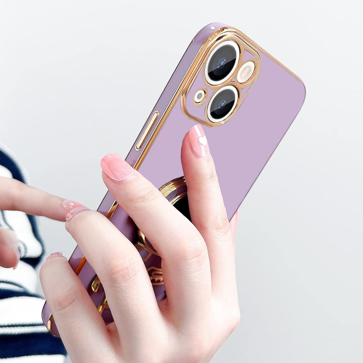 Husa de Protectie TPU 2in1, Vivimall, pentru Apple iPhone 14 Plus, Astronaut cu Suport, Antisoc, Rezistenta la Impact, Protectie Camera, Mov - vivimall.ro