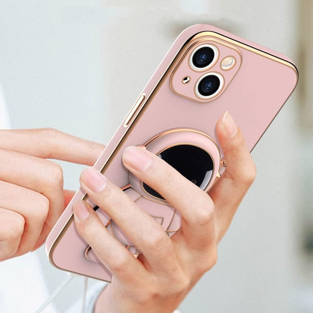 Protecție cameră foto pe husa TPU 2in1 iPhone 15, margini înălțate, culoare roz
