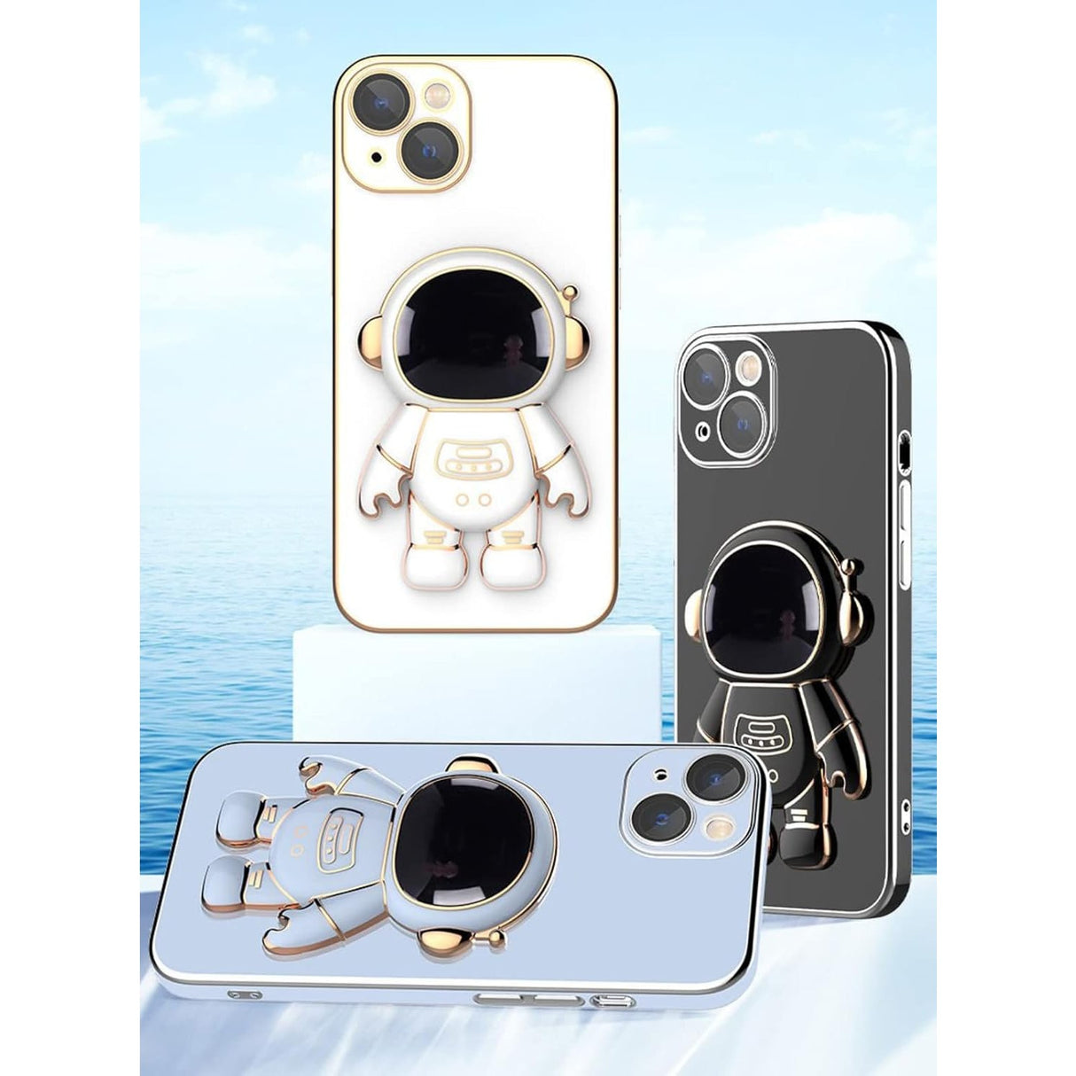 Husă 2in1 iPhone 15 Plus albastru cu suport stabil pentru telefon, unghi utilizare landscape