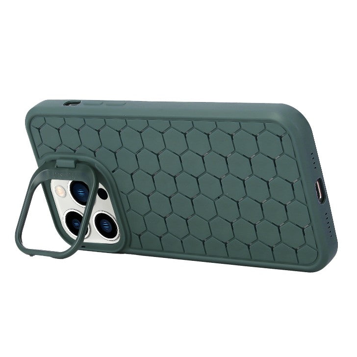 Husa de Protectie TPU, Vivimall, pentru Apple iPhone 15 Pro, 3D Cube, cu Inel, Protectie Camera, Antisoc, Antizgariere, Antialunecare, Acoperire Completa, Verde - vivimall.ro