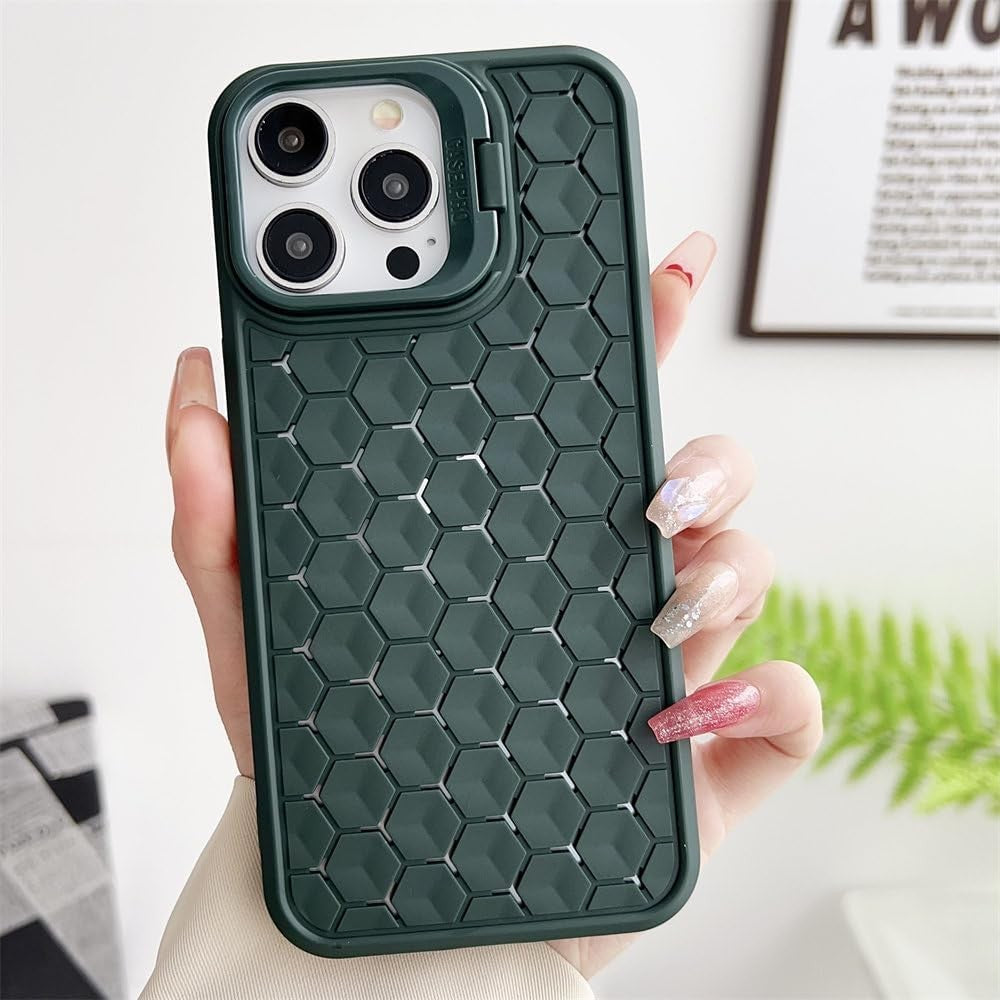 Husa de Protectie TPU, Vivimall, pentru Apple iPhone 15 Pro, 3D Cube, cu Inel, Protectie Camera, Antisoc, Antizgariere, Antialunecare, Acoperire Completa, Verde - vivimall.ro