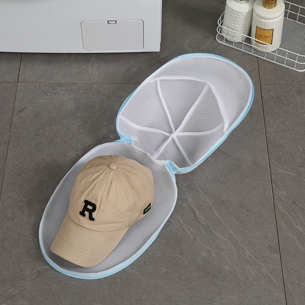 Husa de Spalare Sapca, Vivimall, pentru Masina de Spalat, din Poliester, Circumferinta 53 cm, cu Fermoar, Alb/Albastru - vivimall.ro