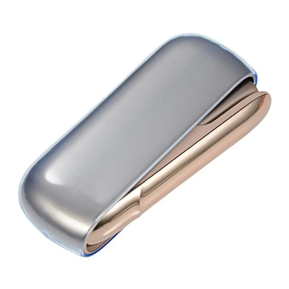 Husă protecție IQOS 3 DUO albastru transparent, unghi lateral, material plastic TPU flexibil
