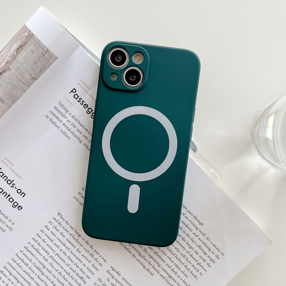 Husa MagSafe pentru Apple iPhone 12 Pro, Silicon, Protectie pentru camera, Magnetica, Incarcare Wireless, Flippy, Verde - vivimall.ro