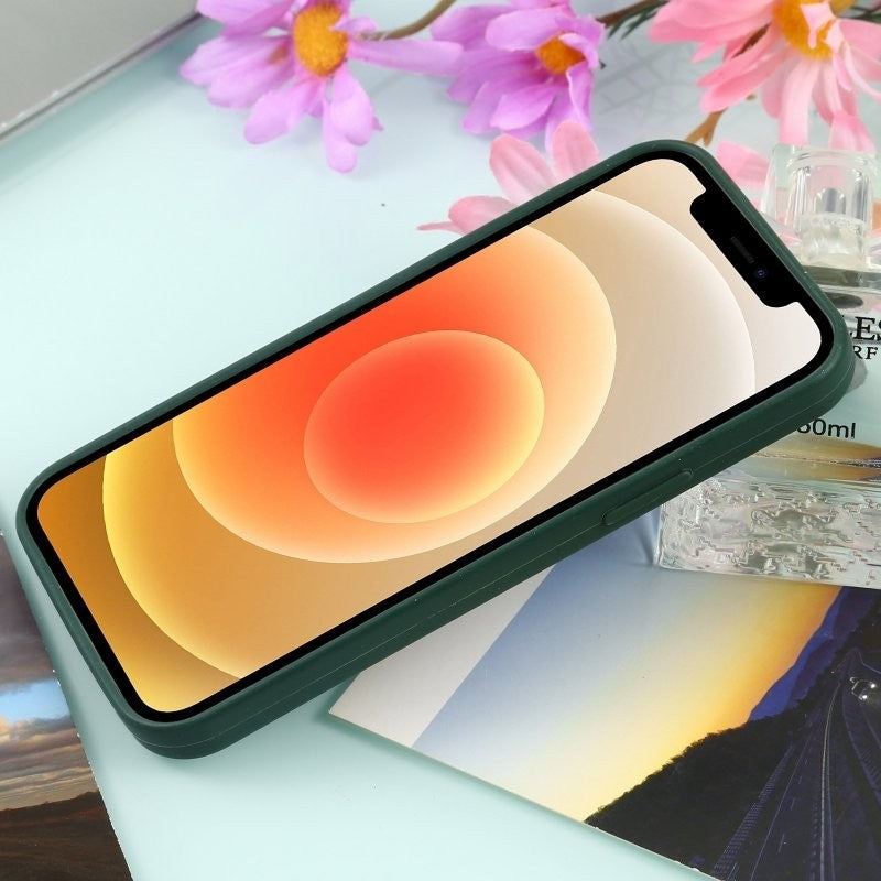 Husa MagSafe liquid large hole magnetic shell pentru Apple iPhone 11, Full Cover, Liquid Silicone, Magnetica, Incarcare Wireless, Flippy, Verde - vivimall.ro