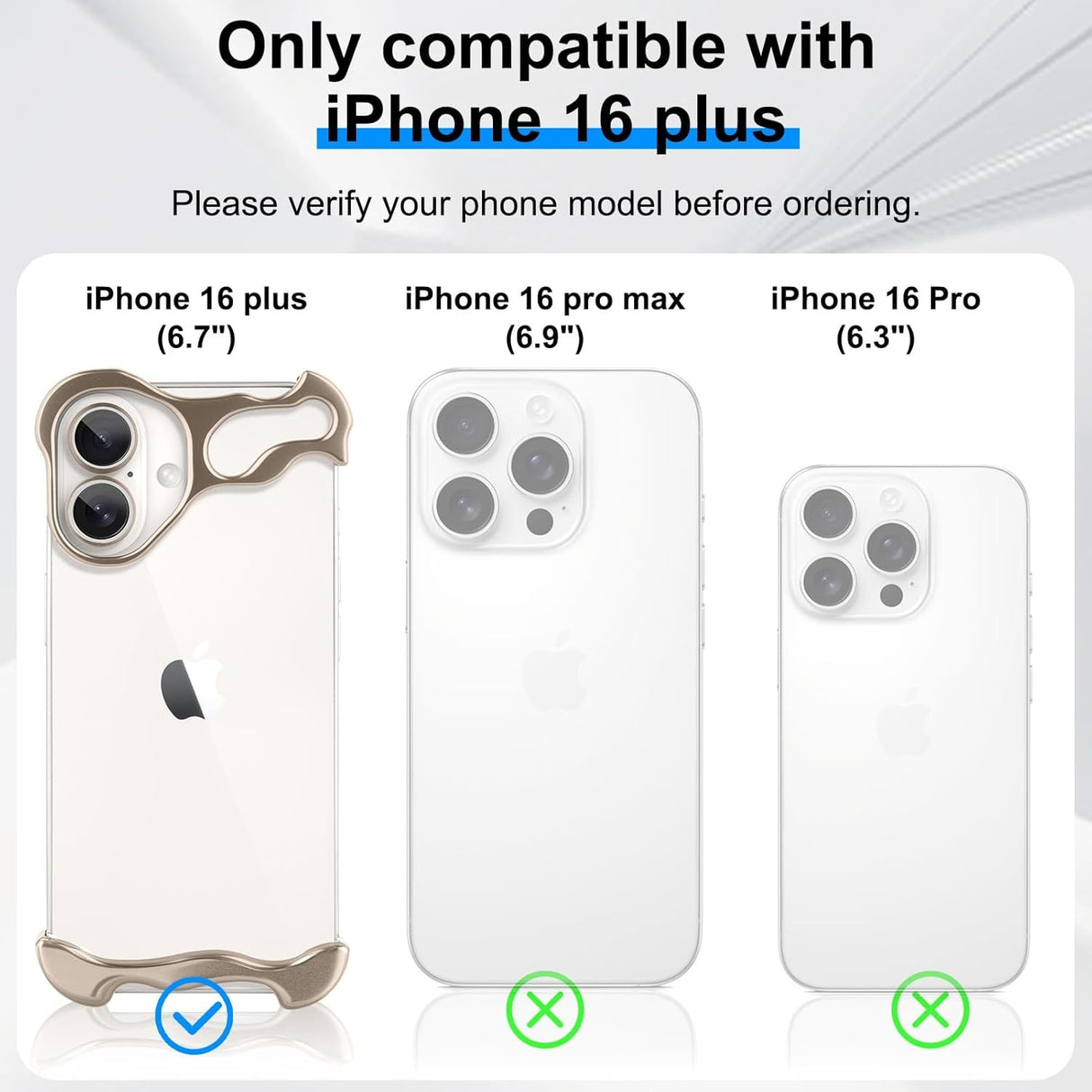 Capac metalic auriu pentru colțul superior iPhone 16 Plus, detaliu montaj pe dispozitiv
