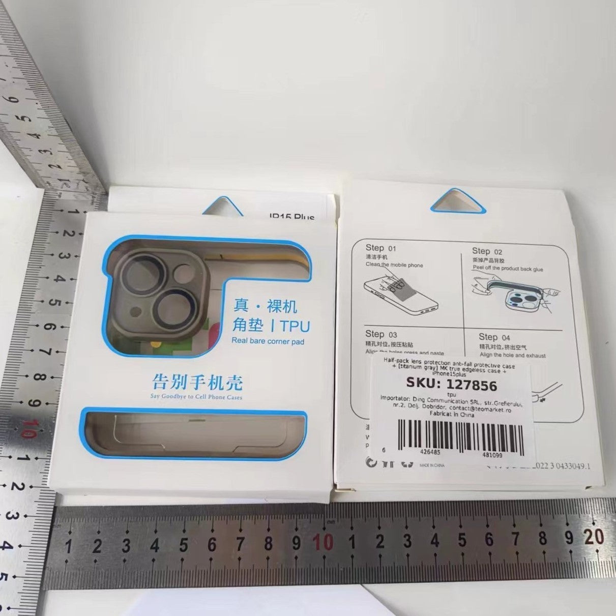 Husa Metalica Edgeless Compatibila cu iPhone 15 Plus, Vivimall, Protectie pentru Colturi si Camera, Aliaj, Antisoc, Antizgariere, Gri Mat - vivimall.ro