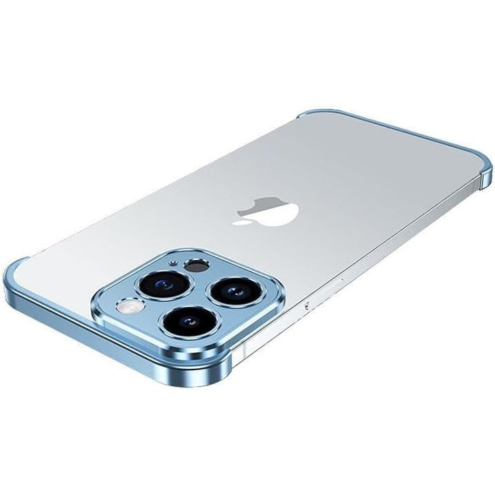 Husa Metalica Edgeless Compatibila cu iPhone 16 Pro, Vivimall, Protectie pentru Colturi si Camera, Aliaj Aluminiu, Antisoc, Antizgariere, Albastru - vivimall.ro