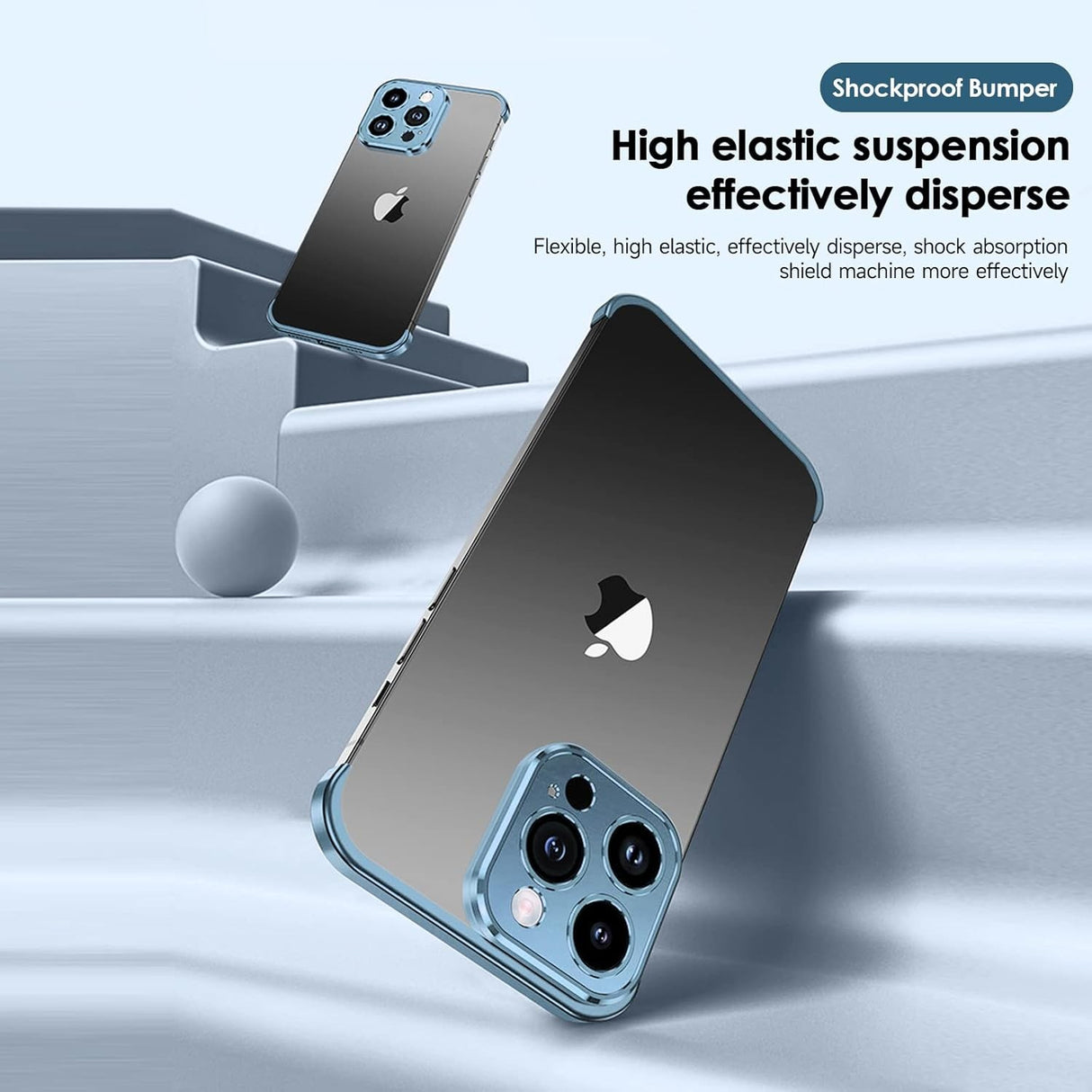 Husa Metalica Edgeless Compatibila cu iPhone 16 Pro, Vivimall, Protectie pentru Colturi si Camera, Aliaj Aluminiu, Antisoc, Antizgariere, Albastru - vivimall.ro