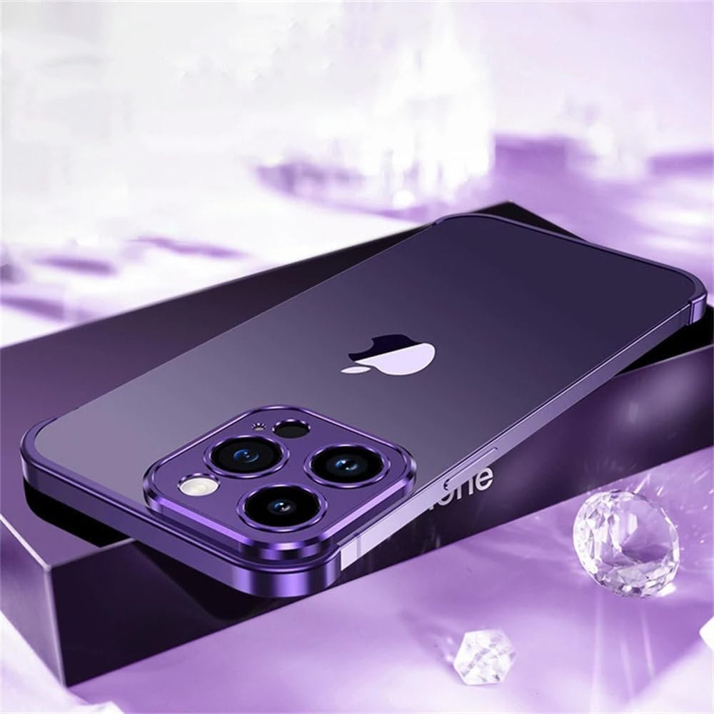 Capac colț inferior metalic mov compatibil iPhone 16 Pro Max, vedere laterală