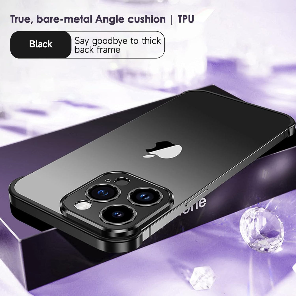 Husă metalică iPhone 16 Pro Max aplicată pe telefon, vedere laterală stânga