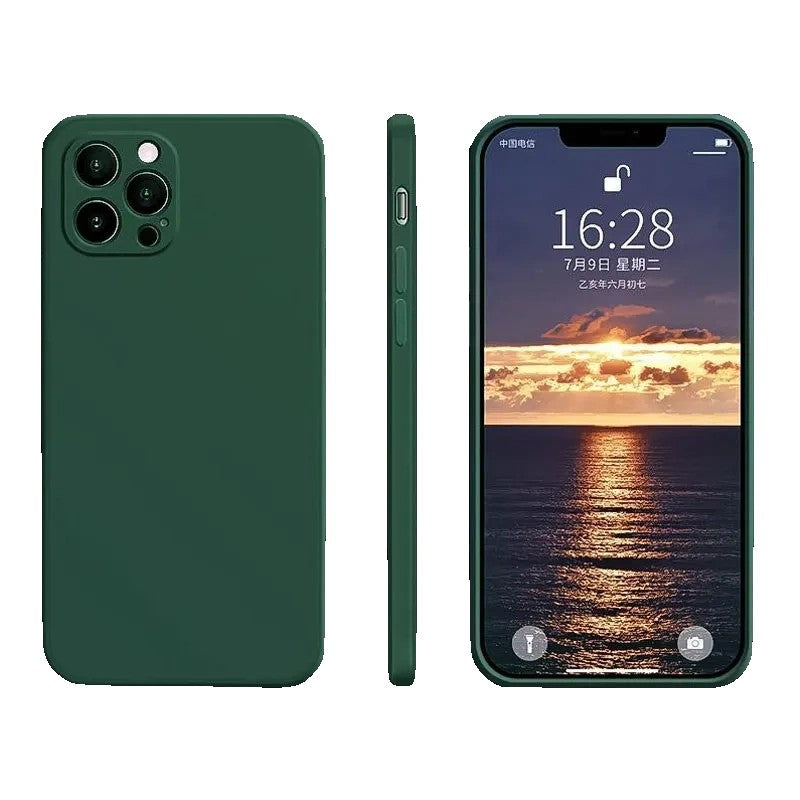Husa pentru Apple iPhone 14 Flippy, Liquid Silicone, cu Microfibra pe interior, Protectie Antisoc, Dark Green, Verde inchis - vivimall.ro