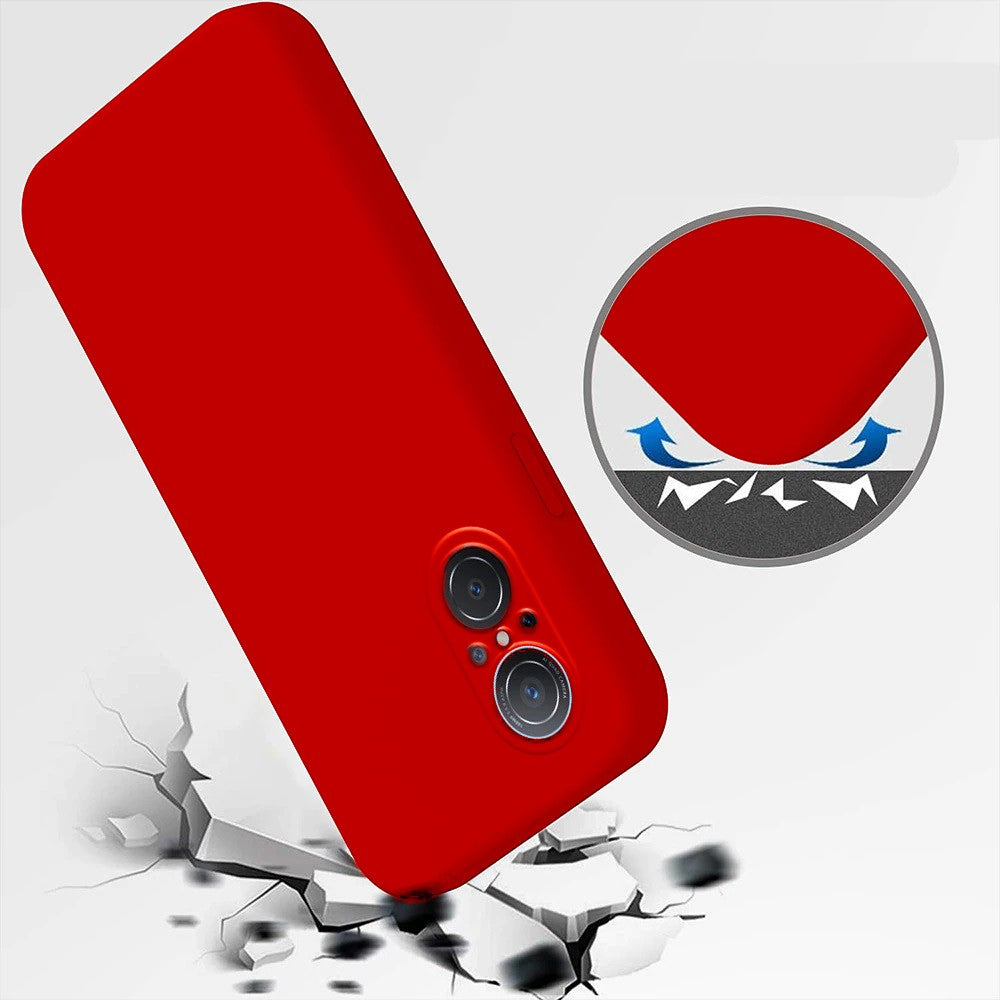 Husa pentru Huawei NOVA 9 SE, Flippy, Liquid Silicone, cu Microfibra pe interior, Protectie Antisoc, Rosu - vivimall.ro