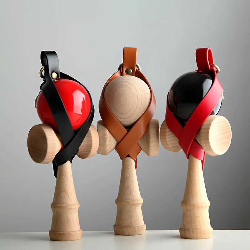 Husa pentru Kendama, Vivimall, Husa de Depozitare pentru Kendama, din Piele Ecologica, Catarama cu Agatare pentru Transportare, Model Breloc 8, 12 x 6 cm, Negru